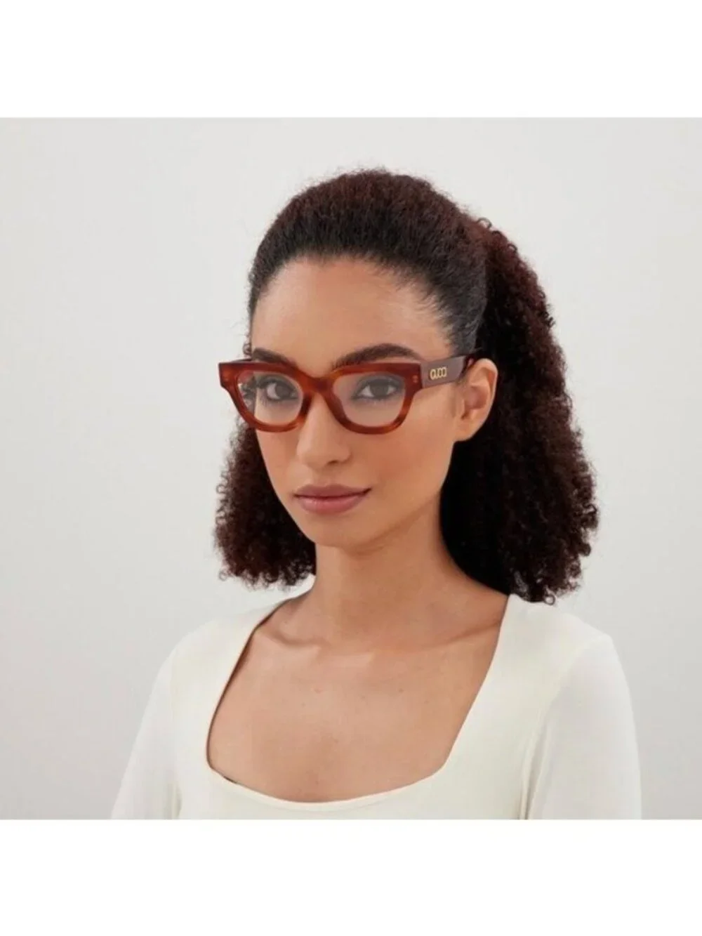 Gucci GG1837O 002 Eyeglasses Havana 51mm Cat Eye Frame - Picture 3 of 10